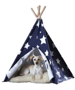 Zoovilla Pet Teepee Blue with White Stars, 39.96"L X 39.96"W