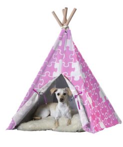 Zoovilla Pet Teepee Pink Puzzle, 39.96"L X 39.96"W