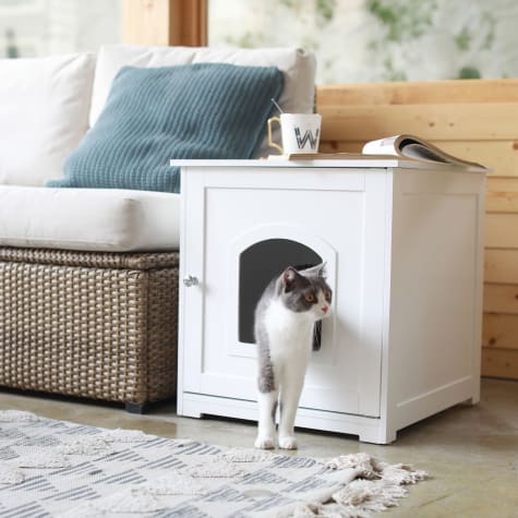 Zoovilla White Kitty Litter Loo, 20.08" H