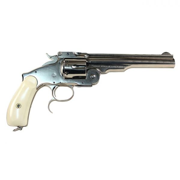 Uberti 6.5" Russian Full Nickel-Plated Ivory Grip Cartridge Revolver .45 Colt 348580