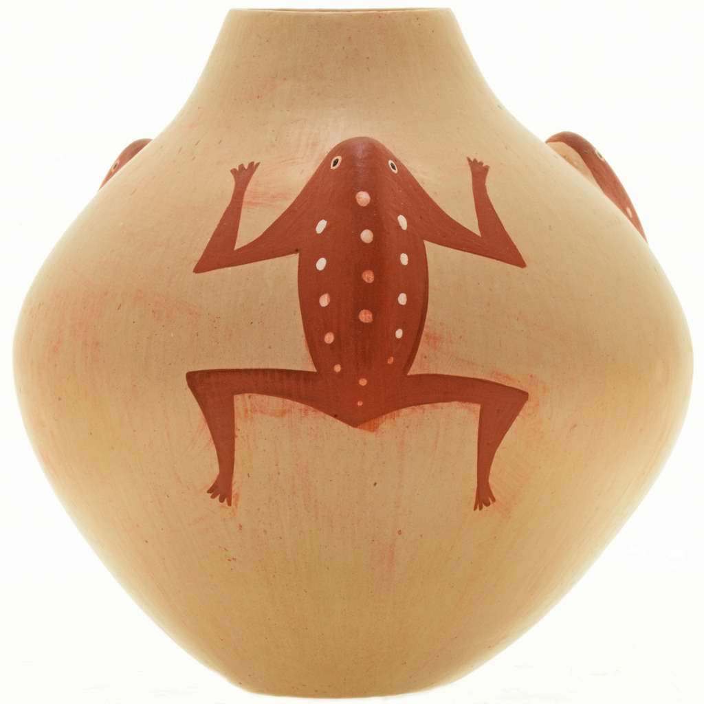 Zuni Polychrome Seed Pottery Frog Design by Yvonne Nashboo 0200