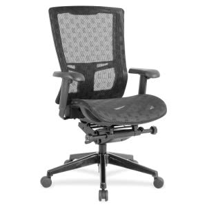 Lorell Checkerboard Design High-Back Mesh Chair, Black (LLR85560)