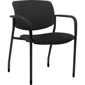 Lorell Contemporary Stacking Chairs, Black Crepe Seat/Back, 2 Chairs (LLR83114)