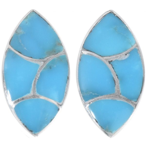 Zuni Inlaid Turquoise Post Earrings By Orena Leekya 3816