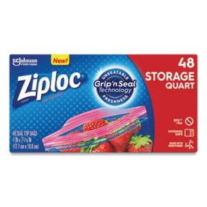 Ziploc Double Zipper Storage s, 1 qt, 1.75 mil, 9.63" x 8.5", Clear, 9/ (SJN314469)