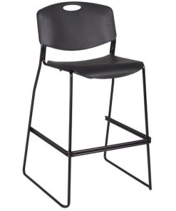 Zeng Armless Stackable Metal Frame Stool with Footrest - Black
