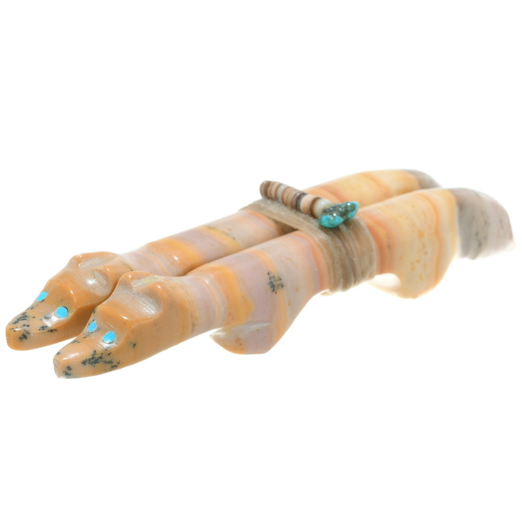 Zuni Double Fox Fetish Carvings Dolomite by Jayne Quam 0299