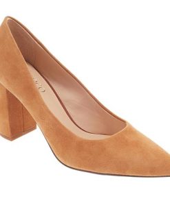  "As Is" Franco Sarto Palma Leather or Suede Chunky-Heel Pump 