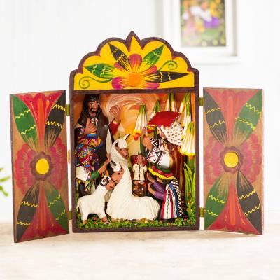 , "Wood and ceramic nativity scene, 'An Andean Christmas'"
