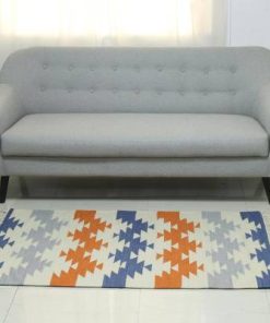 Zigzag Motif Handwoven Wool Area Rug (3x5) from India, "Geometric Zigzag"