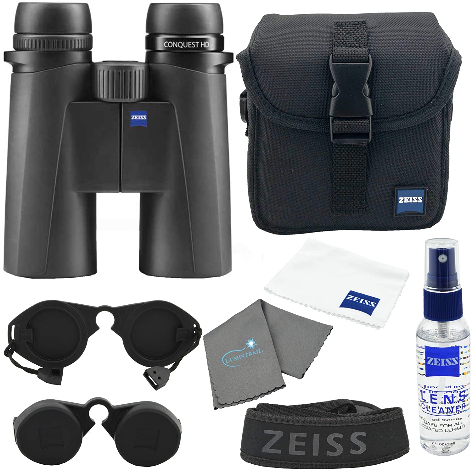 Zeiss 8x32 Conquest HD Binocular Bundle with a Zeiss Lens Kit and a Lumintrail Cleaning Cloth