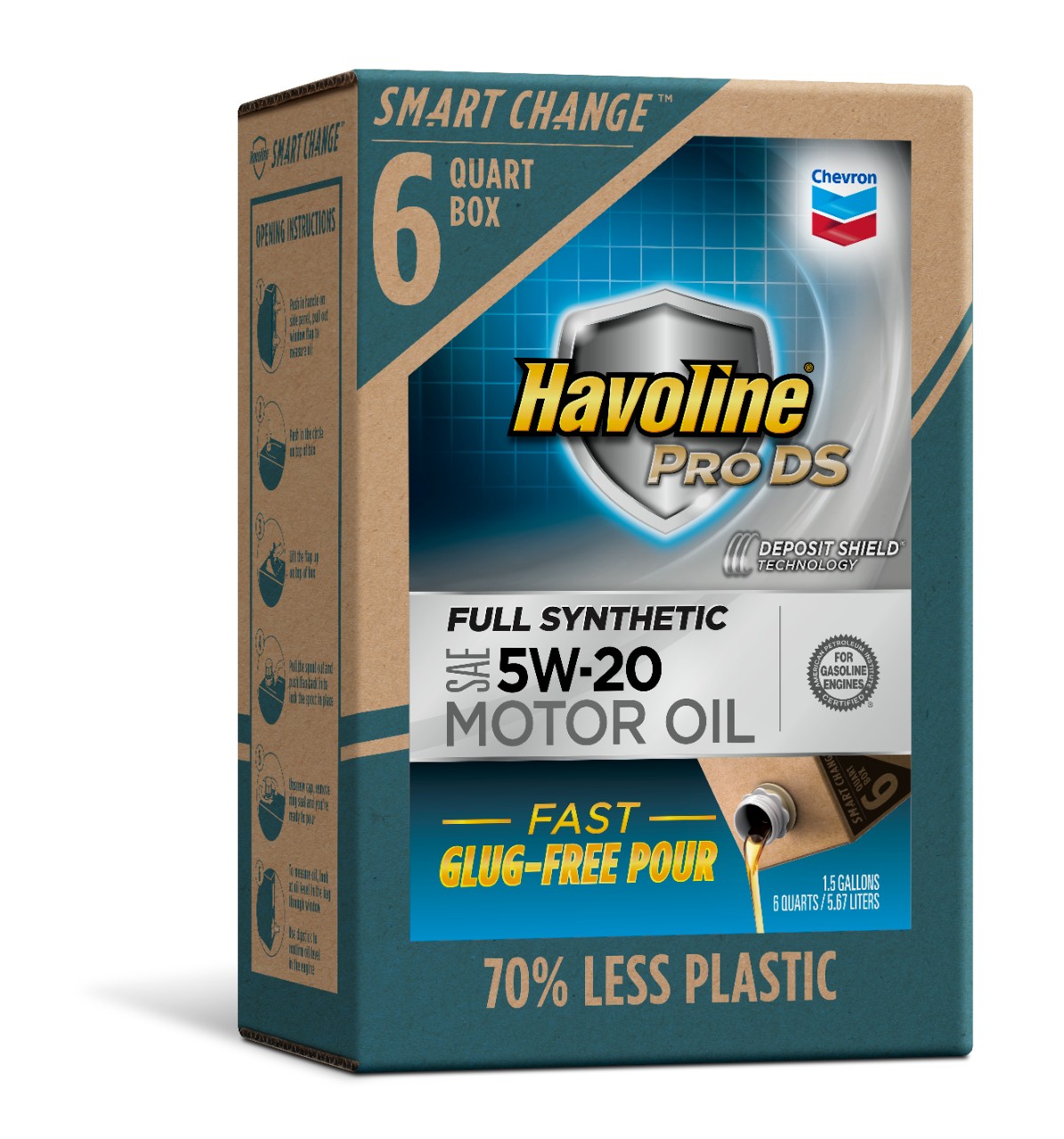 (12 pack) Havoline SMART CHANGE® ProDS 5W-20 Full Synthetic Motor Oil, 6 qt.