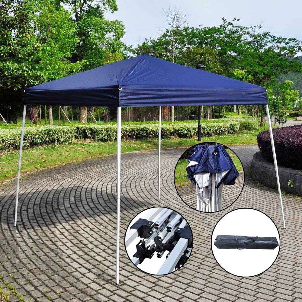 Zimtown Gazebo 10'X10' EZ Canopy Wedding Party Tent Folding Gazebo Beach Canopy W/Carry Bag Blue