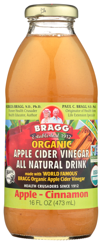 (12 Pack) Bragg Apple Cider Vinegar Drink Organic Apple Cinnamon, 16 Oz