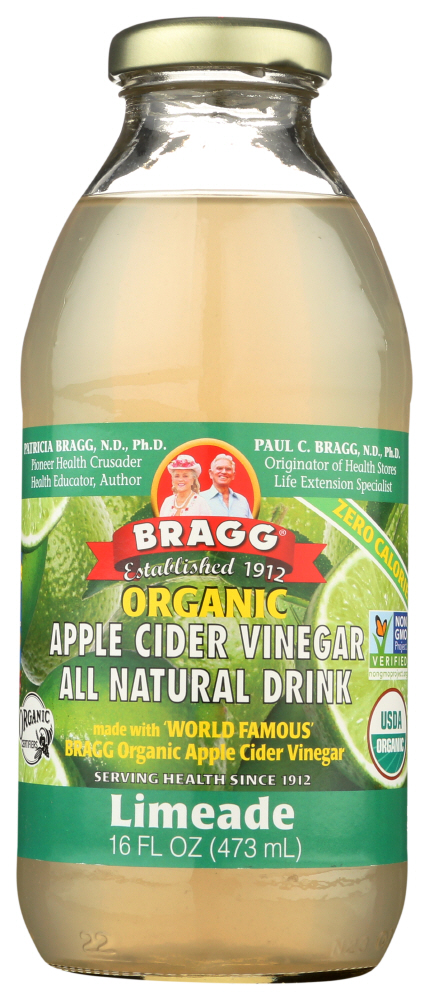 (12 Pack) Bragg Apple Cider Vinegar Drink Organic Limeade, 16 Oz