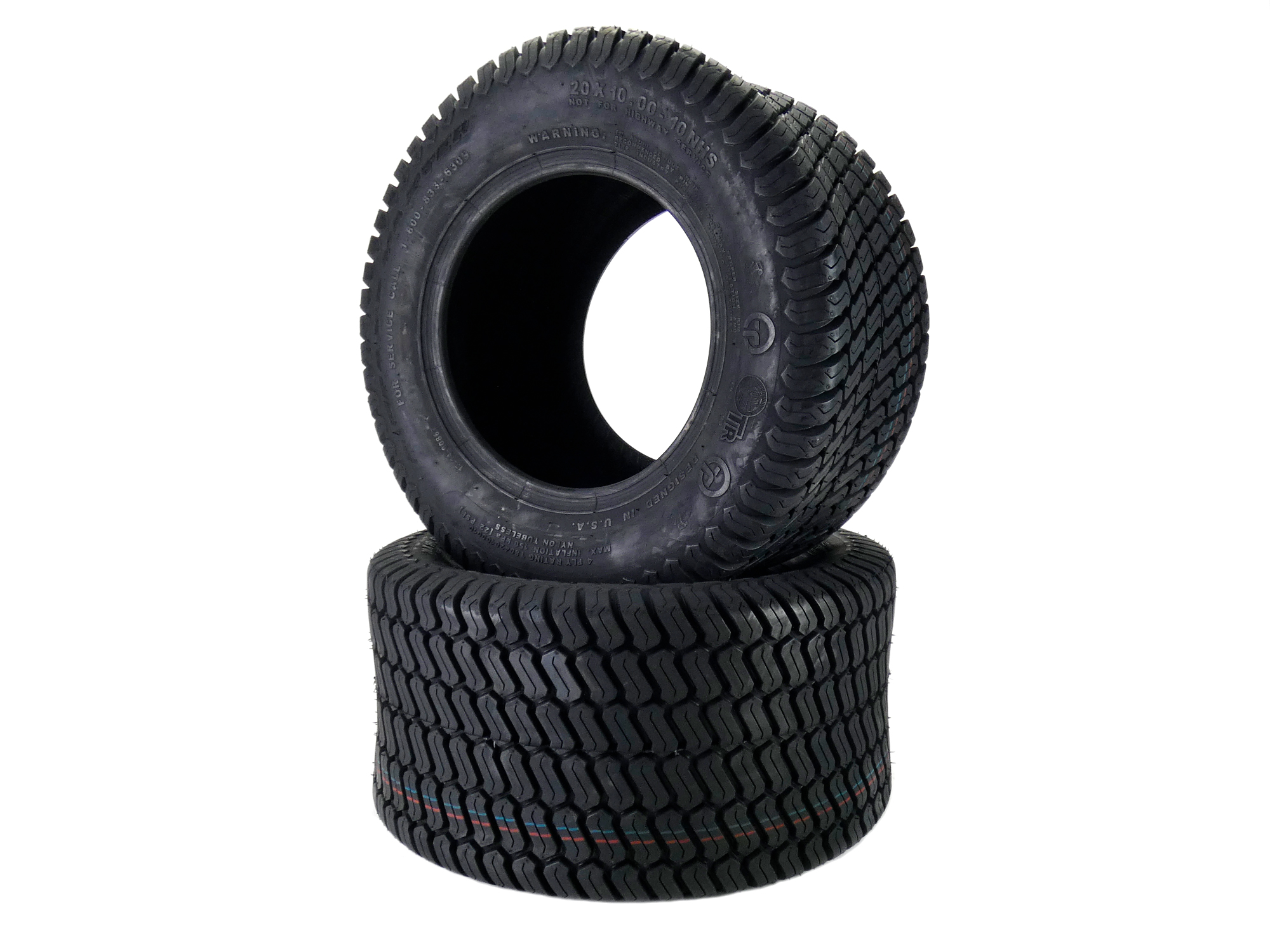 (2) Wanda 20x10.00-10 Tires 4 Ply Lawn Mower Garden Tractor 20x10.00-10 Turf Master Tread