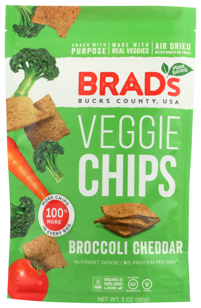 (12 Pack) Brad'S Plant Based - Veggie Chip - Broccoli Cheddar, 3 Oz