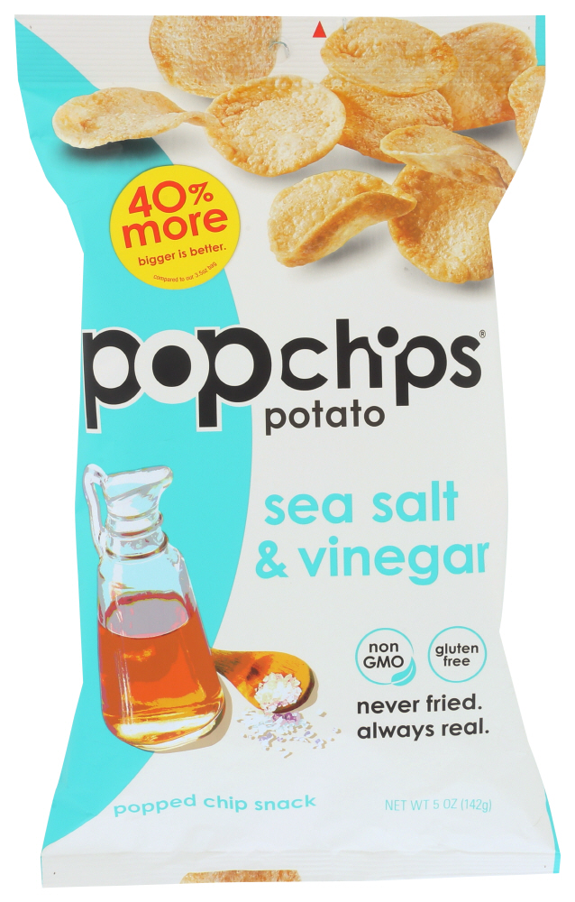 (12 Pack) Popchips Potato Chip - Sea Salt - Vinegar , 5 Oz