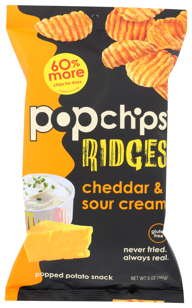 (12 Pack) Popchips Potato Chip - Ridges - Cheddar - Sour Cream , 5 Oz