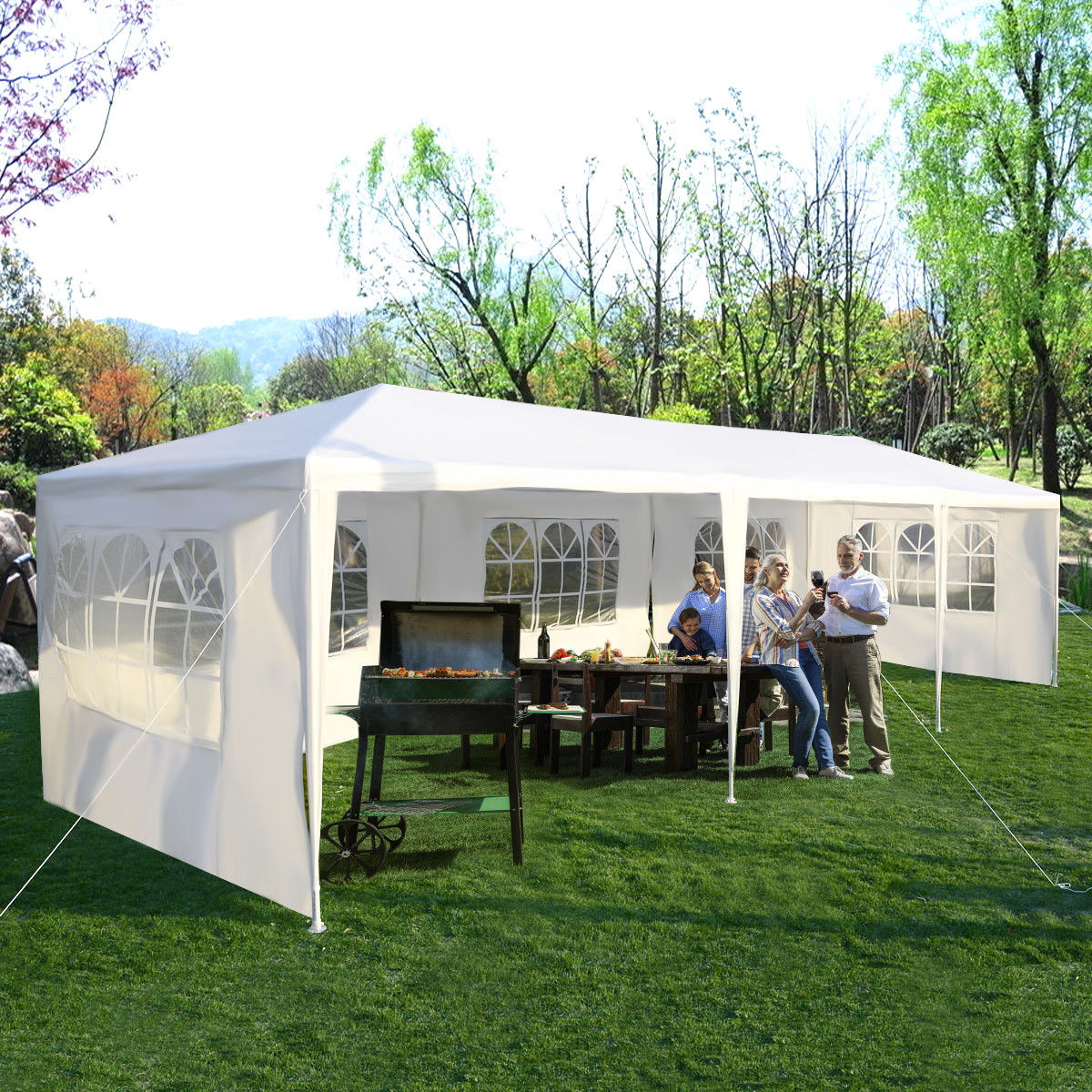 Zimtown Party Wedding Tent 10'x30' Event Tent Outdoor Gazebo canopy Tent White 5 Sidewalls