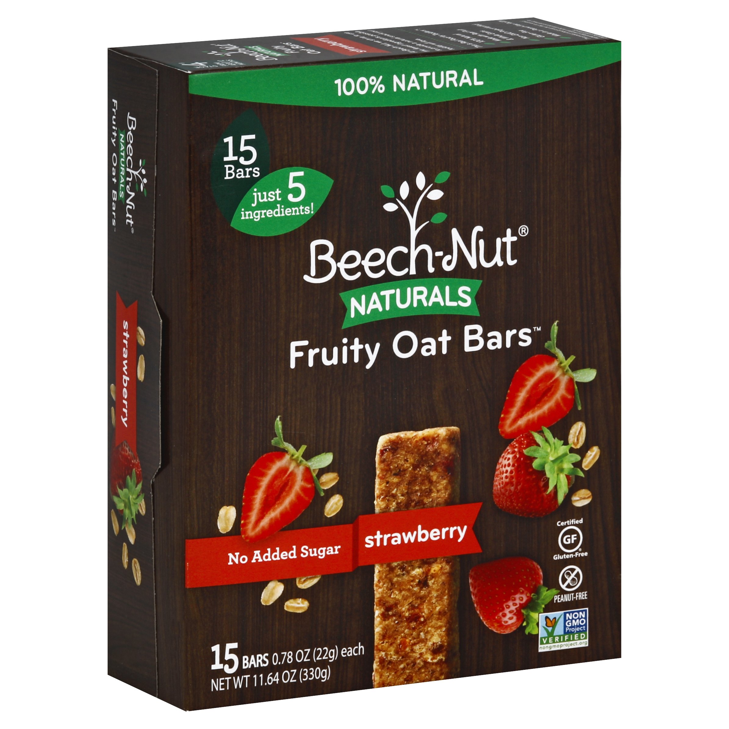 (6 Boxes) Beech-Nut® Naturals Fruity Oat Bars, Stage 4, Strawberry, 15 bars, 3.9 oz