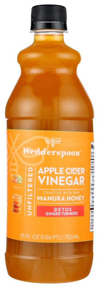 (6 Pack) Wedderspoon Apple Cider Vinegar Honey Detox Ginger Turmeric, 25 Fz