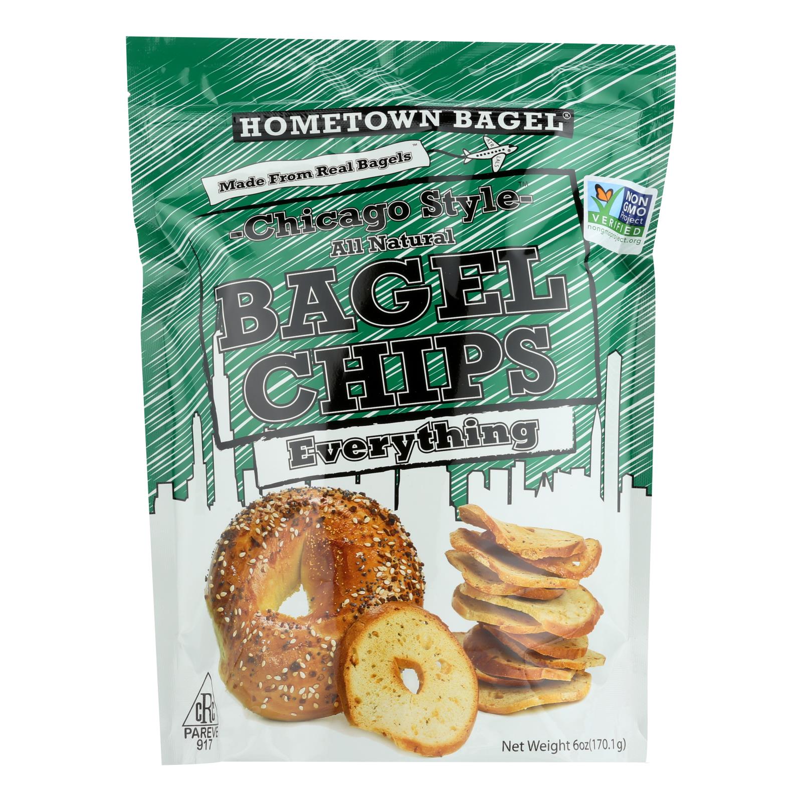 (12 Pack) Hometown Bagel Bagel Chips Everything, 6 Oz