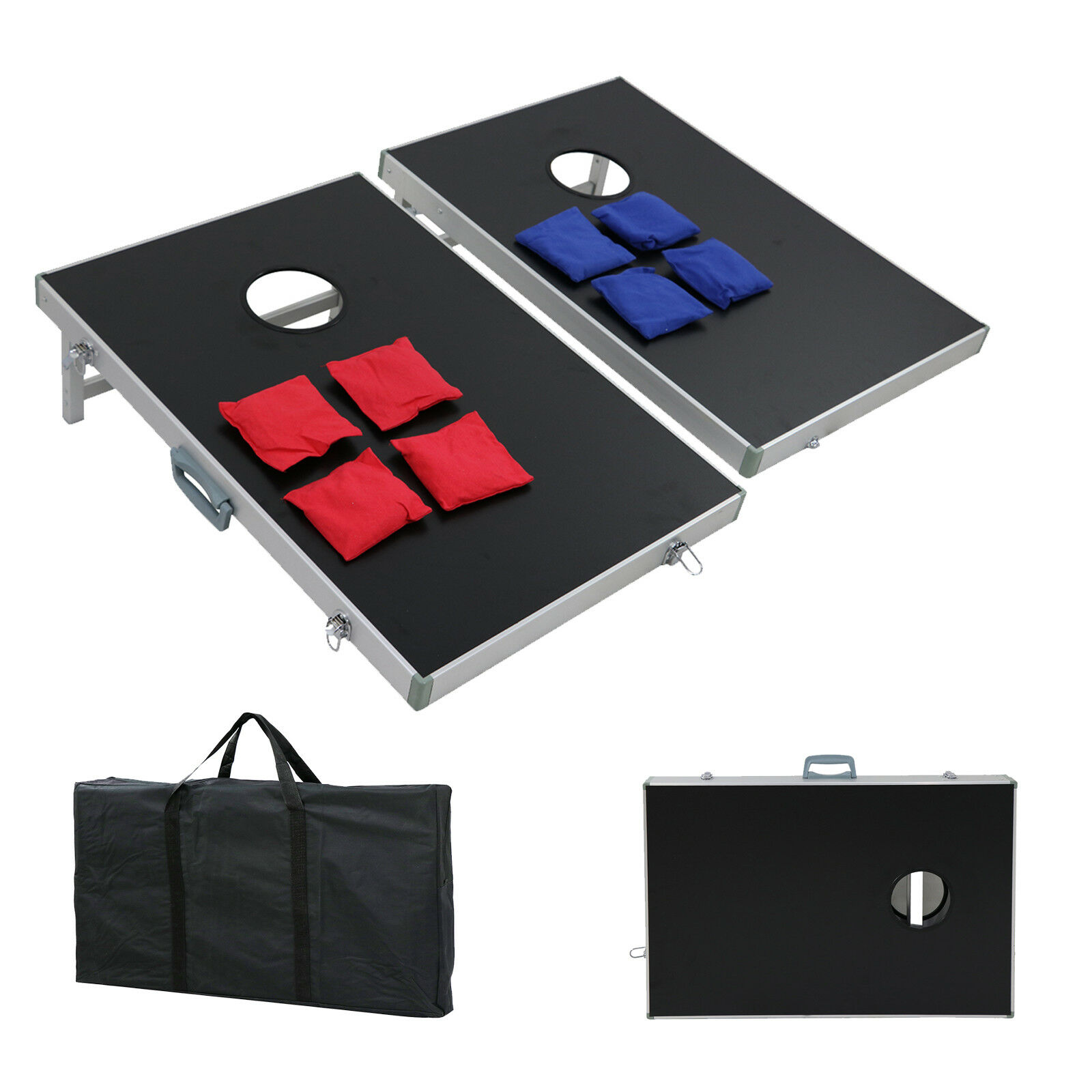 ZENSTYLE Portable Aluminum Cornhole Toss Game Set 3’ x 2’Size Boards with 8 Bean Bags & Carrying Case