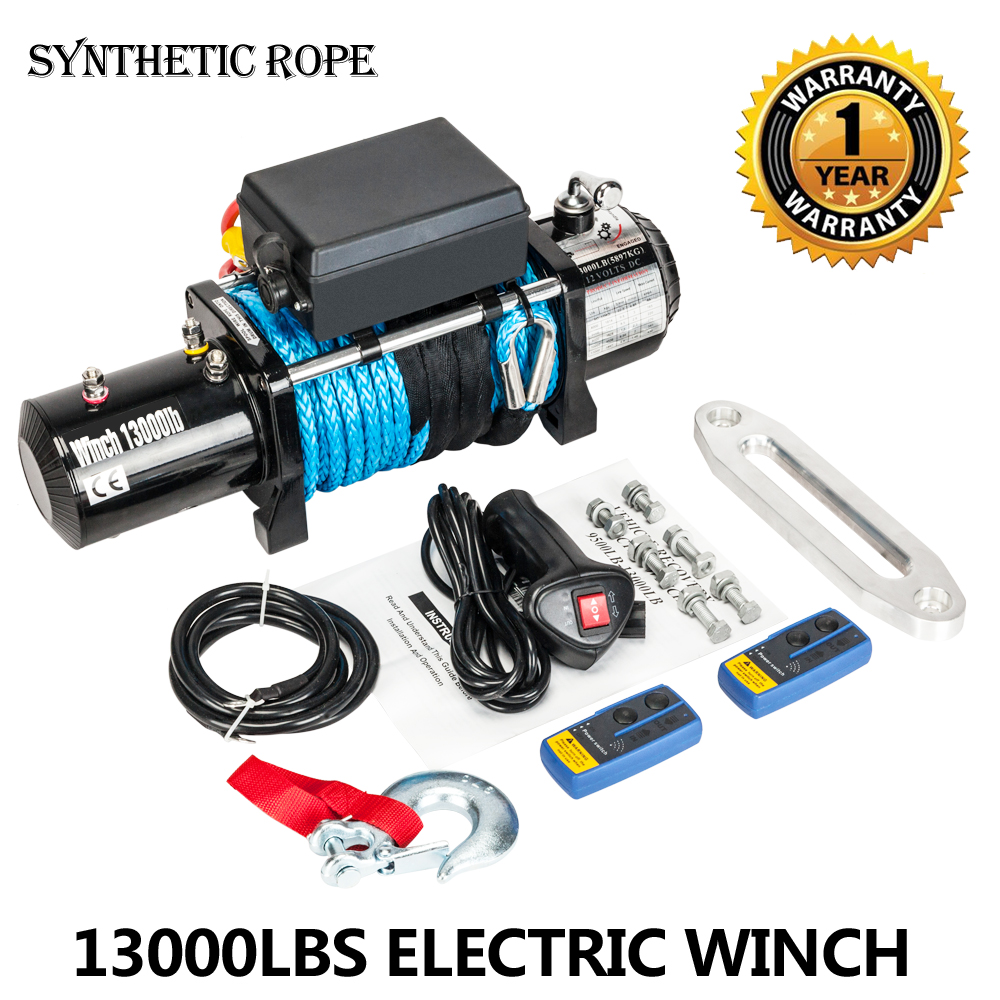 Zimtown 12V 13000LBS Electric Winch Towing Truck Synthetic Rope Off Road