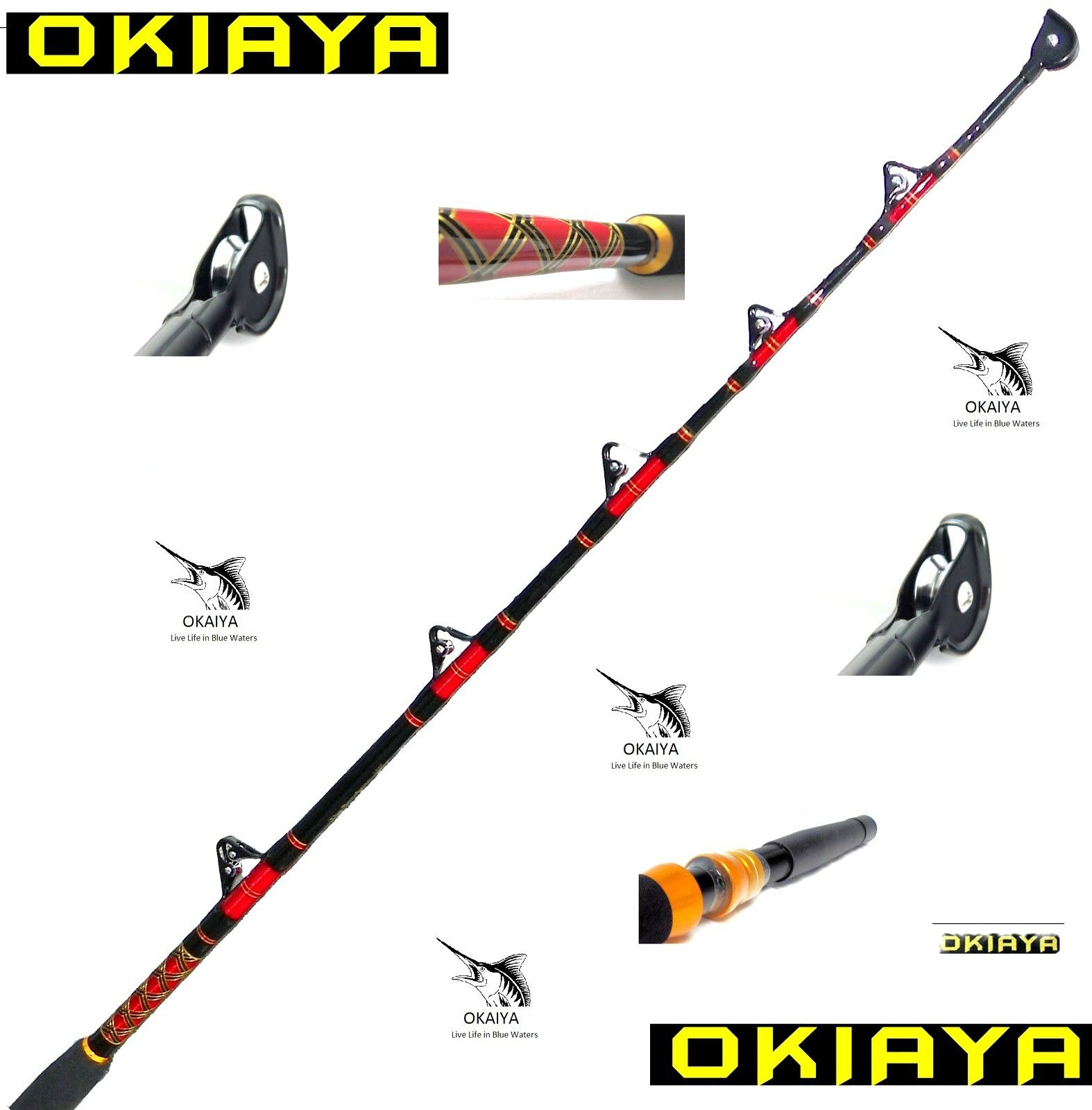 "OKIAYA COMPOSIT 80-130LB "THE BOSSHOSS" SALTWATER BIG GAME ROLLER ROD"