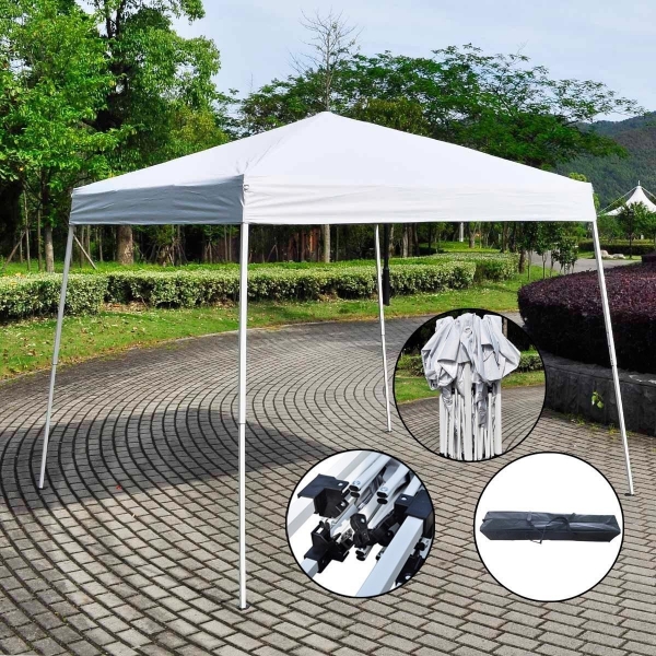 Zimtown 10' x 10' Canopy Tent EZ Pop Up Wedding Party Tent Folding Gazebo Canopy White