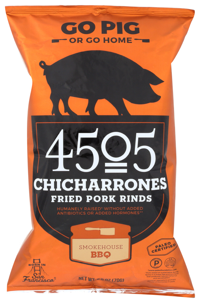 (12 Pack) 4505 Chicharrones Fried Pork Rinds, Smokehouse Bbq, 2.5 Oz.