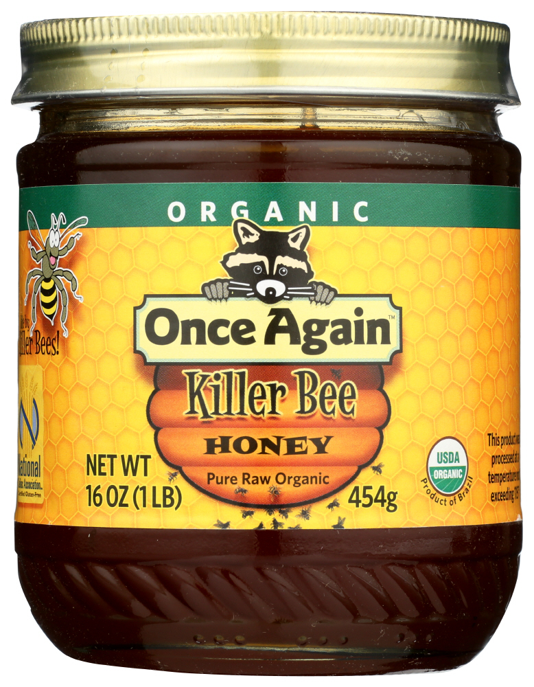 (6 Pack) Once Again Killer Bee Honey, Pure Raw Organic Grade A, 16 Oz.