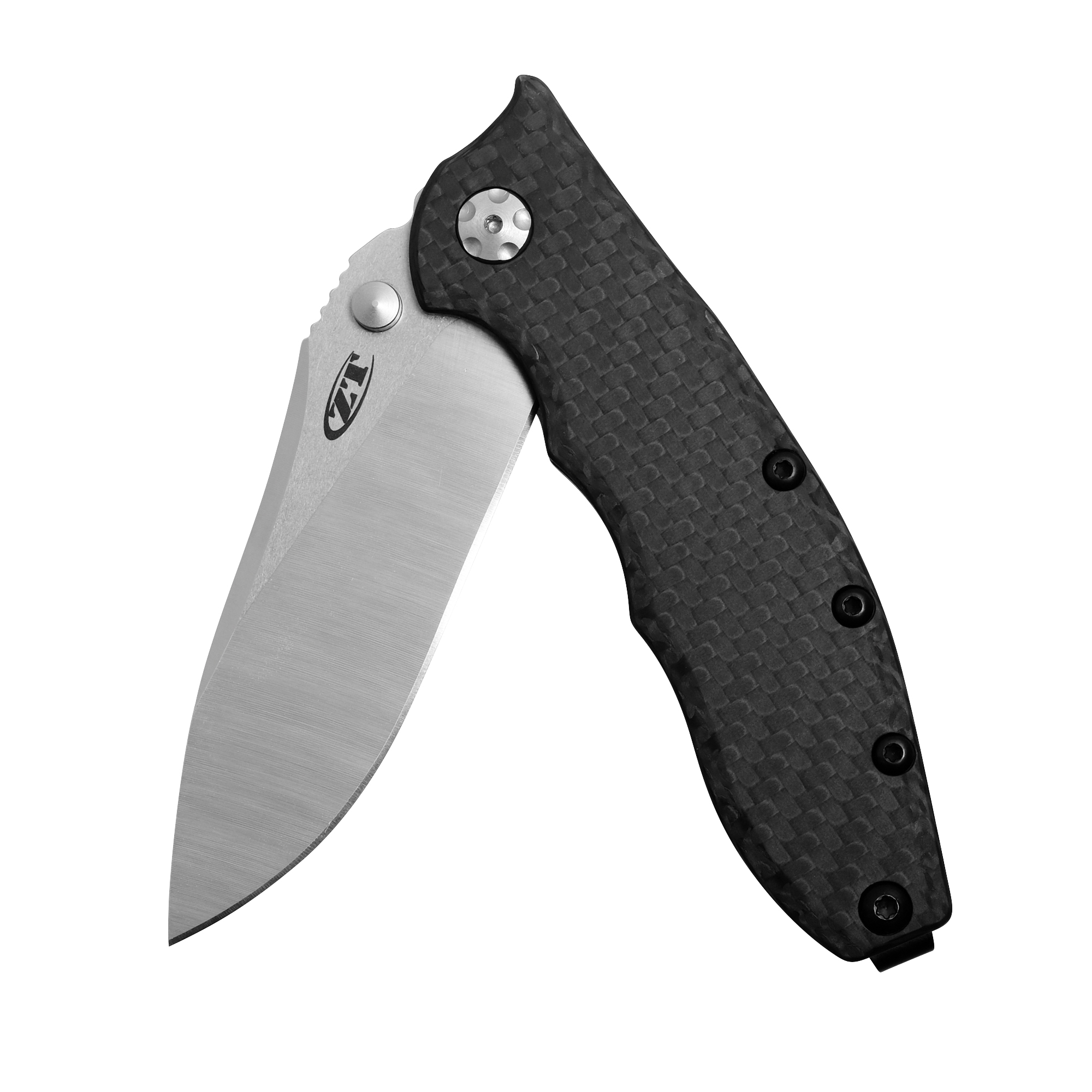 Zero Tolerance 0562CF Hinderer Slicer Folding Knife; 3.5 Inch CPM-20CV Stonewashed and Satin Steel Blade