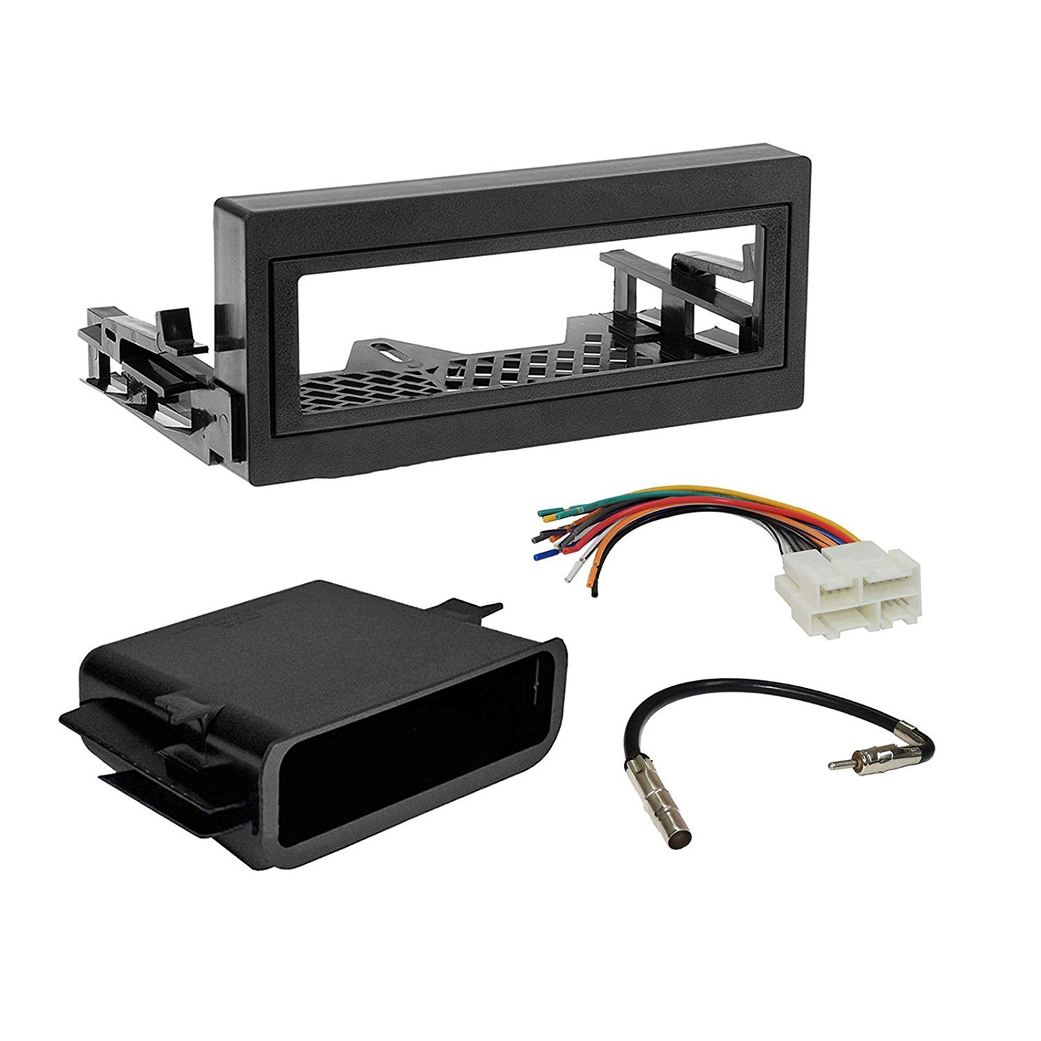 '95-up Chevy/gmc Storage Pocket Trim Car Radio Stereo CD Player Dash Install Mounting Trim Bezel Panel Kit + Harness