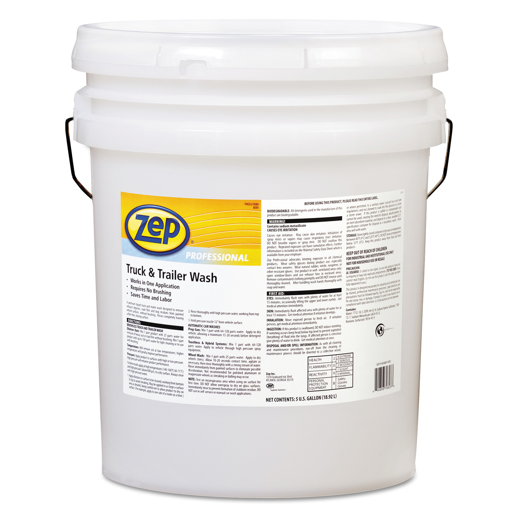 Zep Professional Truck & Trailer Washes, 5 gal, Pail
