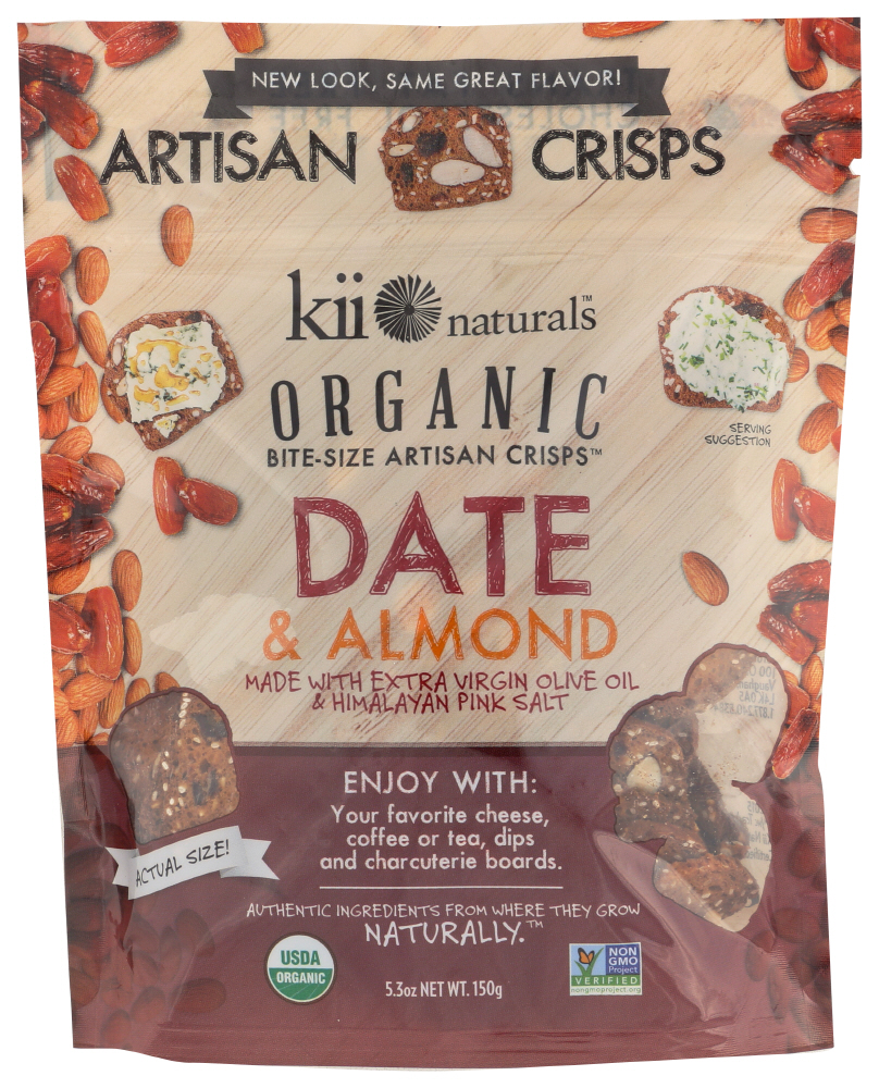 (12 Pack) Kii Naturals Date & Almond Bite Size Crisps, 5.3 Oz