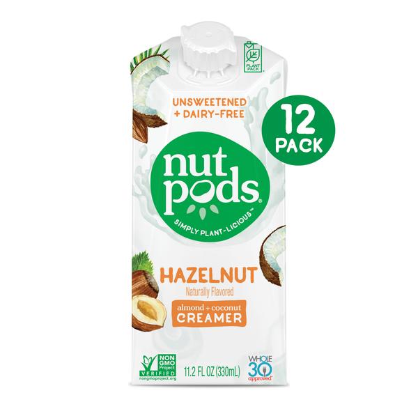 (Pack of 12) nutpods Unsweetened Hazelnut Liquid Coffee Creamer, 11.2 fl oz Container | Dairy-free, Keto, Non-GMO, Made From Coconut and Almond