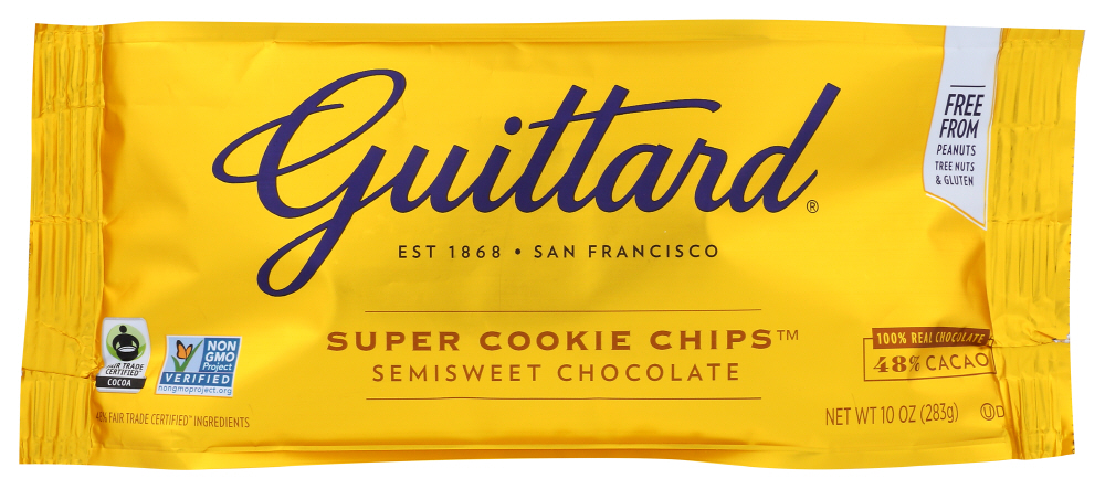 (12 Pack) Guittard Semisweet Chocolate Super Cookie Chips, 48% Cacao, 10 Oz. Bag