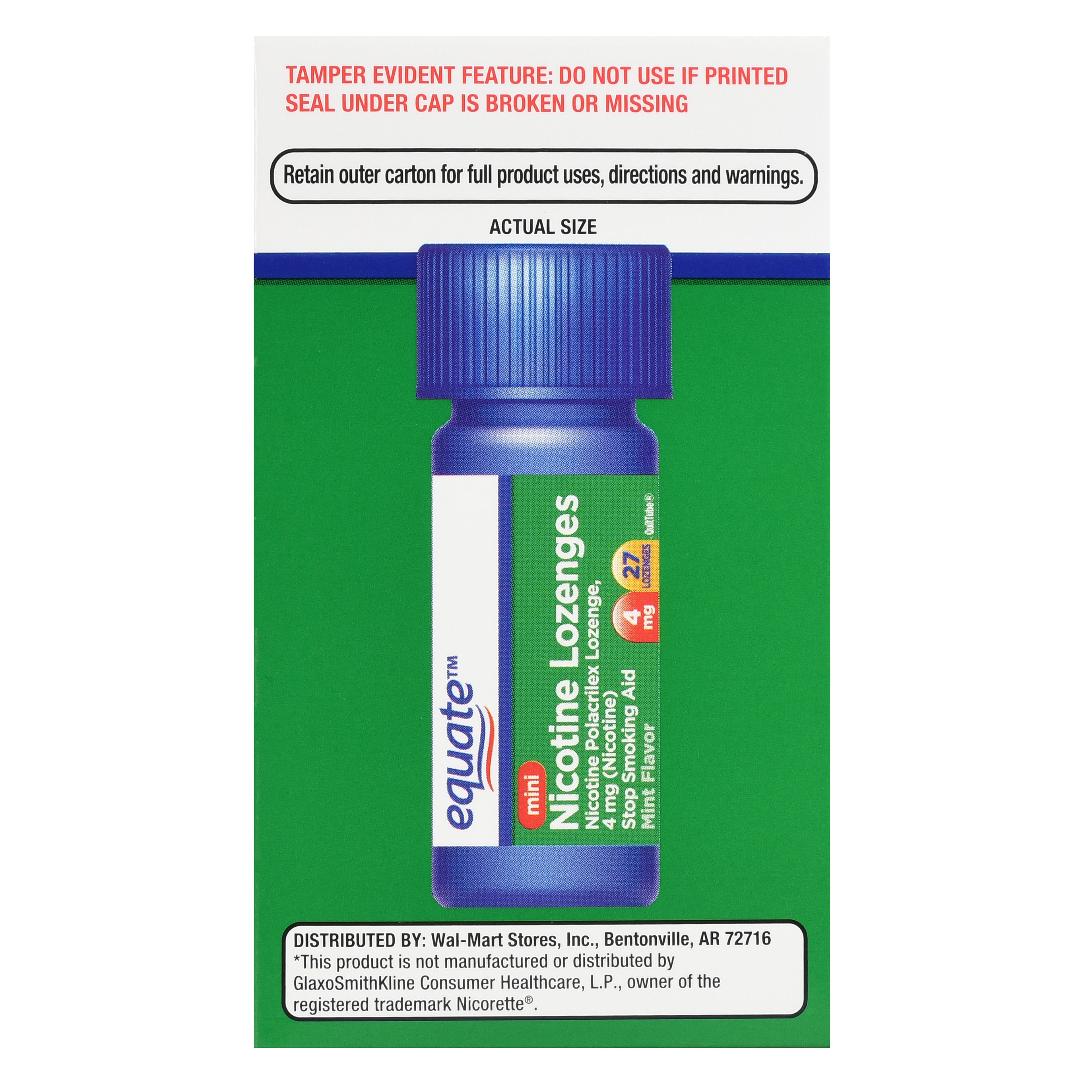 (2 Pack) Equate Mini Nicotine Lozenges, Mint Flavor, 4 mg, 108 Ct