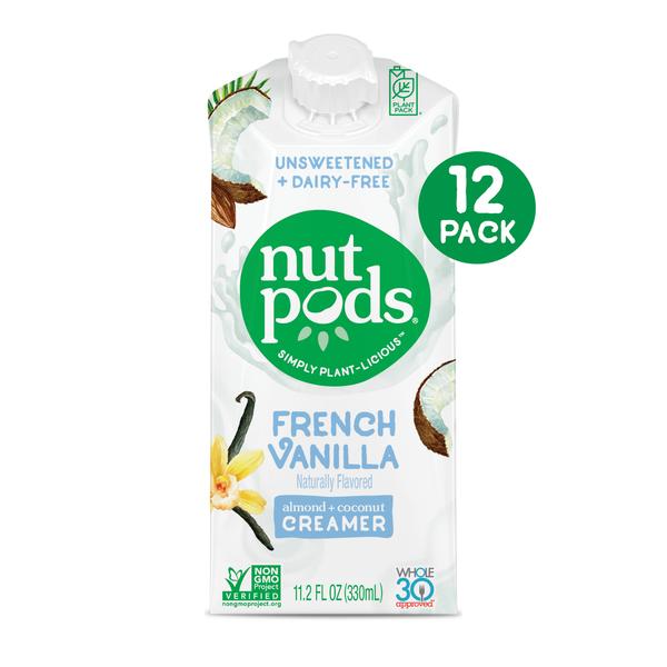 (Pack of 12) nutpods Unsweetened French Vanilla Liquid Coffee Creamer, 11.2 fl oz Container | Dairy-free, Keto, Non-GMO, Made From Coconut and Almond