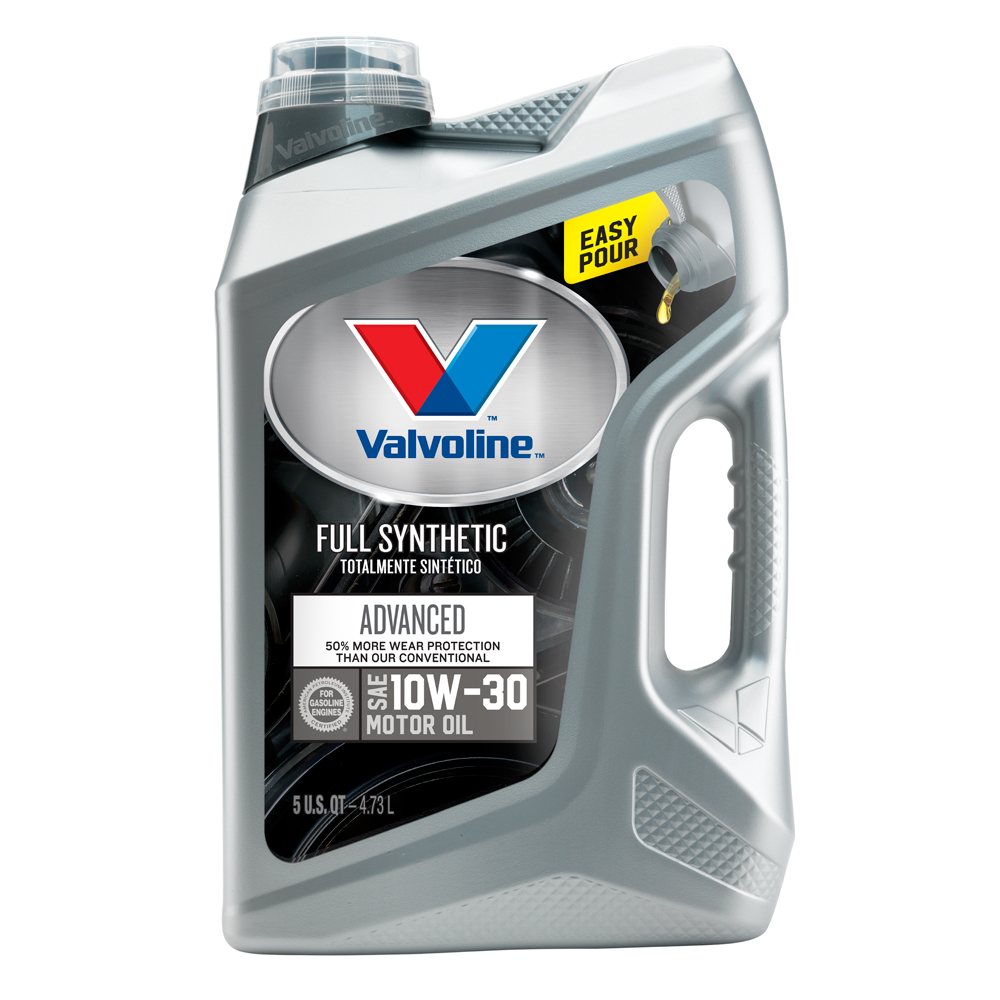 (3 Pack) Valvoline Advanced Full Synthetic SAE 10W-30 Motor Oil - Easy Pour 5 Quart