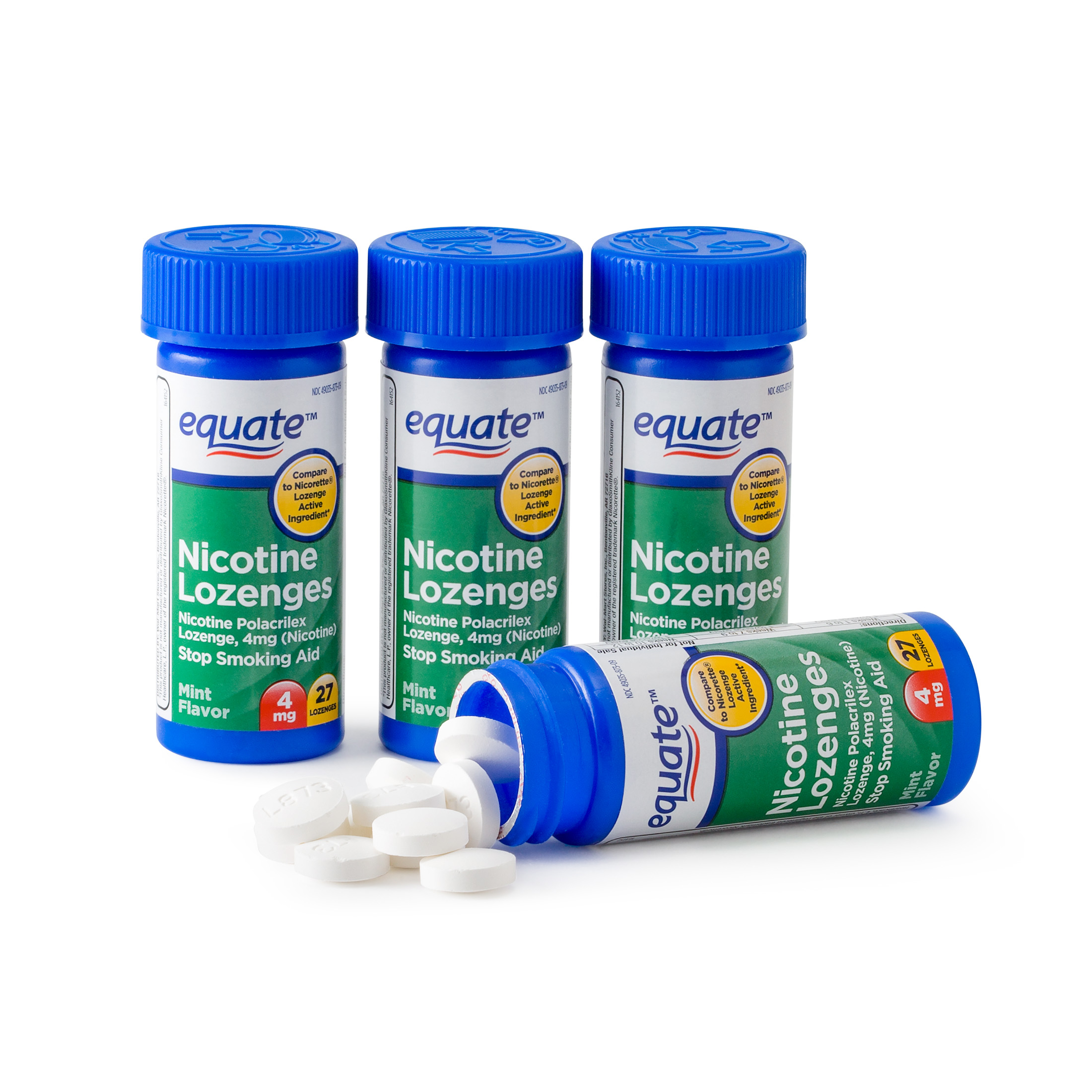 (3 Pack) Equate Nicotine Lozenges Stop Smoking Aid Mint Flavor, 4 mg, 108 Ct