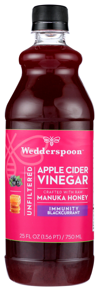 (6 Pack) Wedderspoon Apple Cider Vinegar Honey Immunity Black Currant, 25 Fz