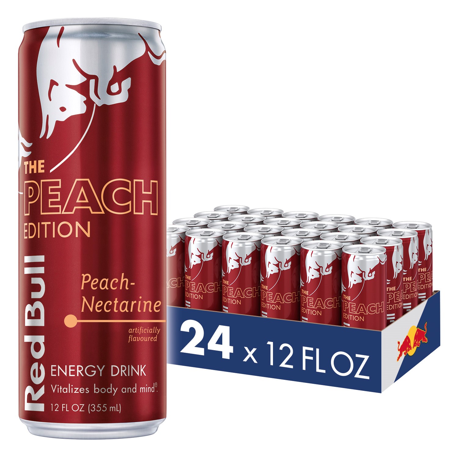 (24 Cans) Red Bull Energy Drink, Peach-Nectarine, 12 fl oz