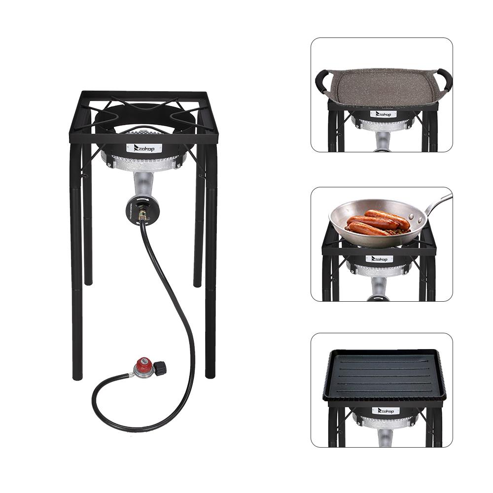 ZOKOP 200,000 BTU High Pressure Single Burner Portable Propane Camping Stove, Black