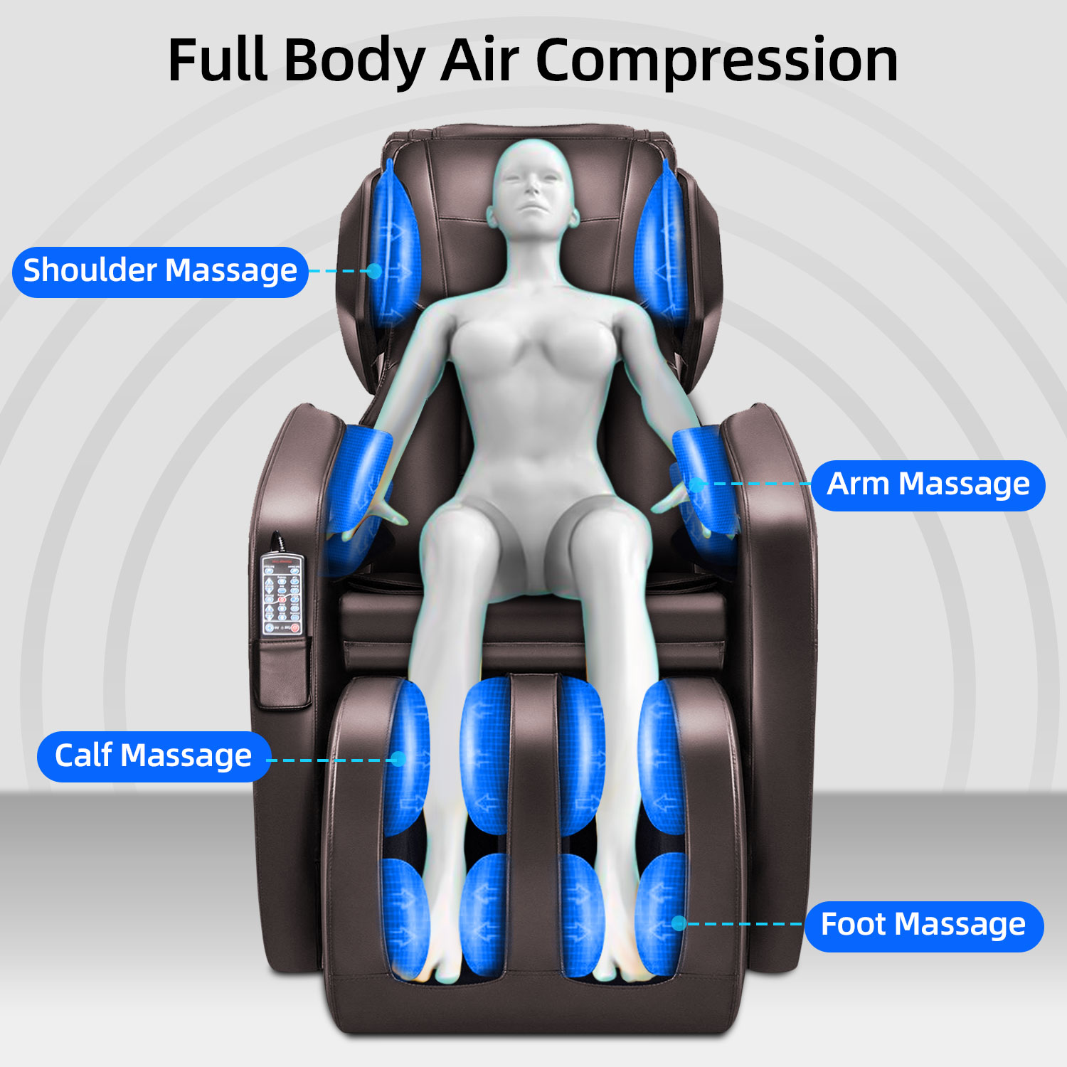Zero Gravity Massage Chair Recliner, Upgrade Full Body Massage Chair Recliner, Electric Back Massaging Chairs with Foot Rollers, Massage Chair for Office, Mother's Day Father's Day Gift, Brown, W10767