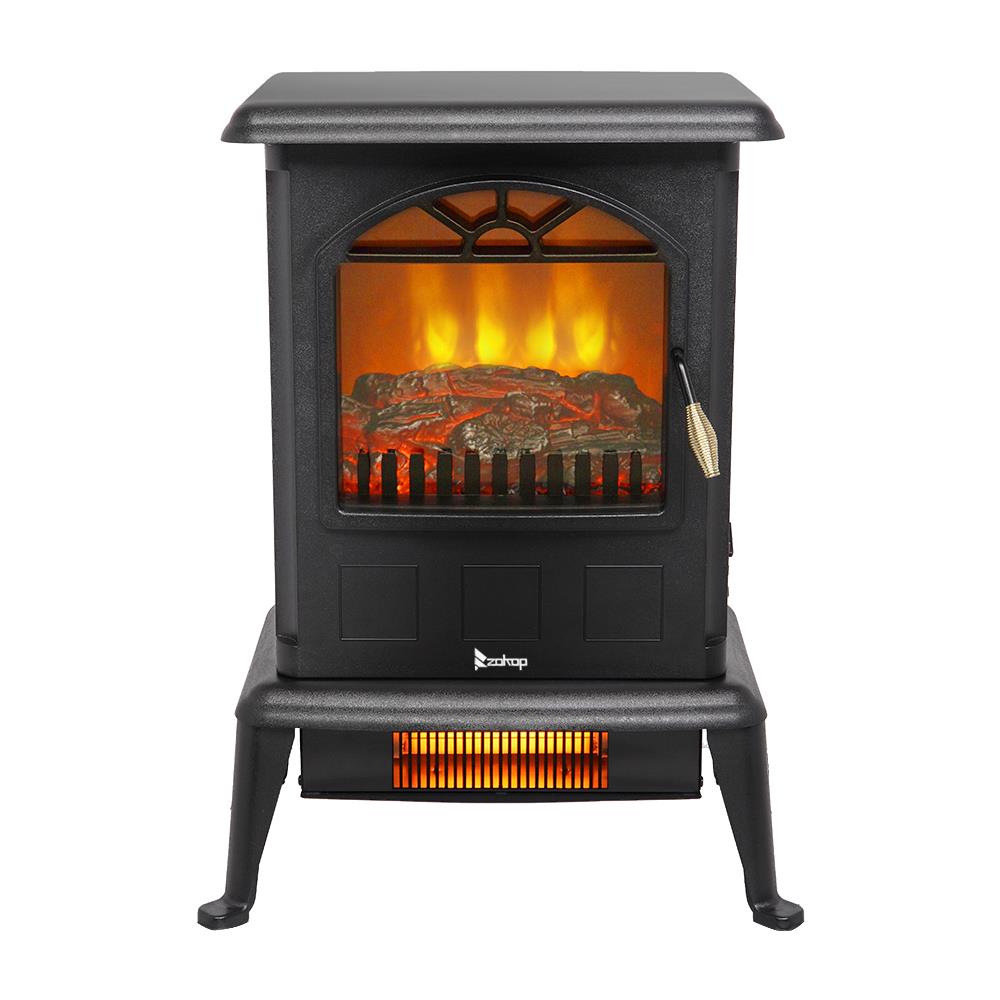 Zimtown 1500W Free Standing Electric 1500W Fireplace Heater Fire Flame Stove Wood Adjustable