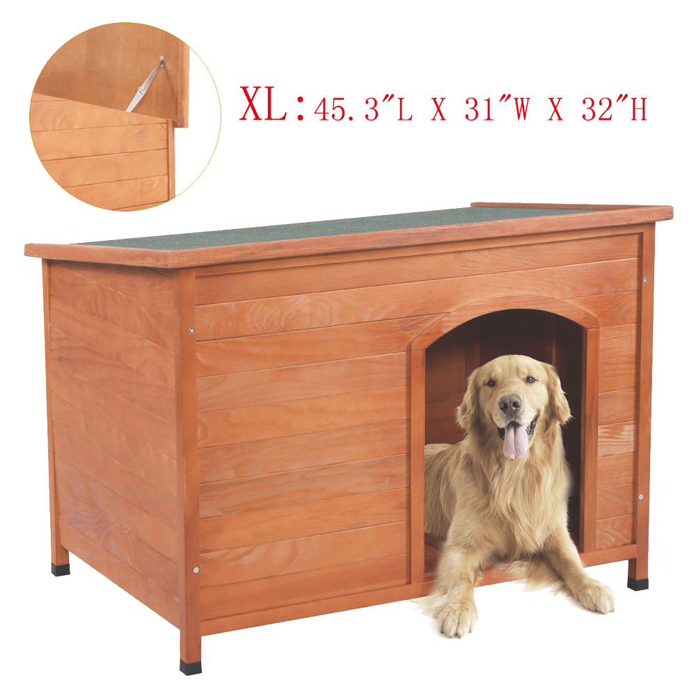 Zimtown 45.3" Dog House Pets Products Pet Extreme Log Cabin Weather Resistant Home Outdoor Kennel Pet Galvanized Fence