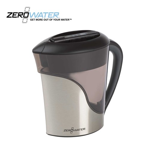 ZeroWater 11-CUP Stainless Steel Pitcher With Free Water Quality Meter, NSF Certified